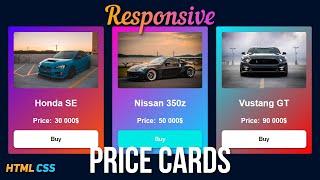 Responsive Gradient Price Cards HTML CSS | CSS Responsive Cards