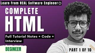 PART 1 OF 10 | Learn HTML5 For Beginner in Hindi with Notes and Code