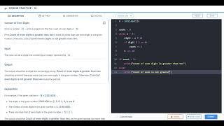 ccbp | Loop Control Statements | Coding Practice - 12 | Number Of Even Digits