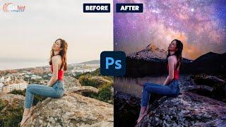 Convert Day Scene to Night in Photoshop | Photo Manipulation Tutorial #photoshop #csshint #photoedit