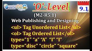 Lecture 9.1| ul tag in html | ol tag in html | ordered List tag in html | Nielit O Level (m2-r5)