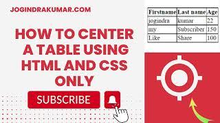 How to center a table using html & CSS only | HTML Tutorial #html #css #create #table #center