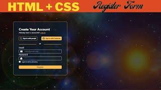 Beautiful HTML and CSS design register form. simple coding step-by-step.#html5 #css3