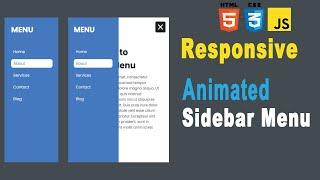 How to Make Responsive Side Navigation Bar Using HTML CSS & Javascript  - Sidebar Menu Website