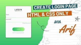 CREATE LOGIN PAGE WITH HTML & CSS ONLY