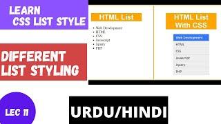 CSS LIST STYLE | Lec-11 | CSS tutorial for beginners in Urdu/Hindi | Waqar Ahmed