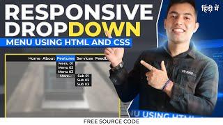 Create a Responsive Animated Navbar with Dropdown Menu using HTML and CSS in Hindi || Free Code ❤️‍?