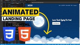 How to make an animated landing page using HTML and CSS only | Sky, moon and moving clouds