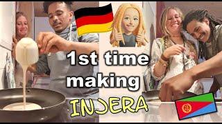 German Girl - 1st time making Injera || #እንጀራ #ethiopian #habesha #food #vegan #eritrea || RastaFood