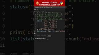 Check Online Status | New Challenge Accepted | Dictionary to List Count #shorts #python #coding