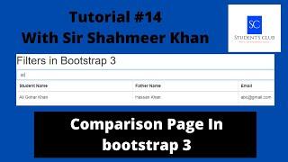 Comparison Page In Bootstrap | Filters In bootstrap 3 | Tutorial #17 [In Hindi/Urdu]