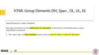 10 HTML Group Element DIV, Span, Ordered List, Unordered List, Description List Presentation Part 2