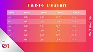 How to create a gradient table design using Pure HTML CSS - M technical tech