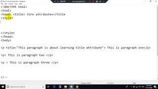 Web 1 Lecture 9, HTML Core attributes