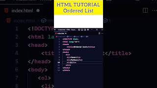 Ordered List in HTML || HTML Tutorial #htmltutorial #programmer #shorts