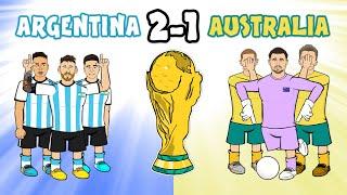 ARGENTINA vs AUSTRALIA 2-1 (World Cup 2022 Cartoon Messi Alvarez Goals Highlights)