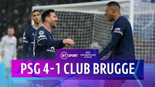 PSG v Club Brugge (4-1) | Messi and Mbappé down Belgians | Champions League Highlights