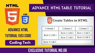 Advance HTML Tutorial - How To Create HTML Table | ( table, tr, th, td ) | in Hindi   (Coding Tech)