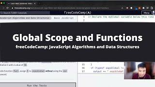 Global Scope and Functions (Basic JavaScript) freeCodeCamp tutorial