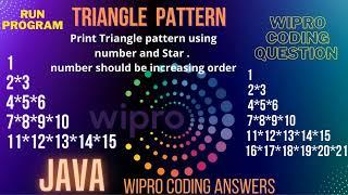 How to print triangle pattern | Wipro coding questions | pattern programming | number & star pattern