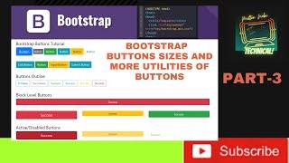 Bootstrap  Button Sizes |  Bootstrap CSS Button Classes Tutorial in Hindi | Part-3