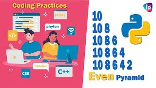 Python Even Number Pyramid Pattern - Python Patter Programs - Number Patterns With Examples - Sekhar