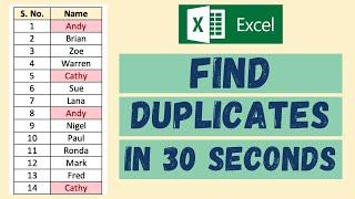 Find Duplicates in an Excel list in less than 30 seconds