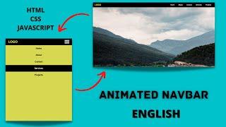 Animated Responsive Navbar Using HTML, CSS & JavaScript | Navigation Bar Using JavaScript |