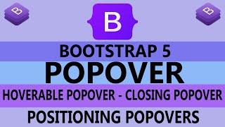 32 - Popover In Bootstrap 5 - Hoverable Popover - Closing Popover - Bootstrap 5 ( Hindi / Urdu )