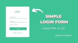 Login form in HTML & CSS | Simple login form | Deesan Tutorials