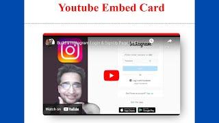 Build a Material Youtube Video Embed Card Generator Using IFrame Tag in HTML5 CSS3 and Javascript