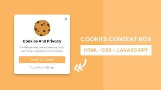 Create A Cookies Consent Popup Box UI Design Using HTML - CSS - JavaScript