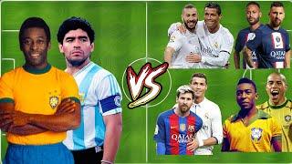 Pele Maradona VS Legends (Ronaldo-Messi-Ronaldinho-Neymar-Haaland-Mbappe-R9-Benzema)