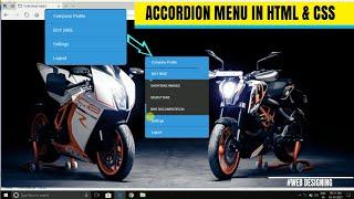 Accordion Menu using only HTML & CSS | How make menu bar in html and css | Menu tabs html and css