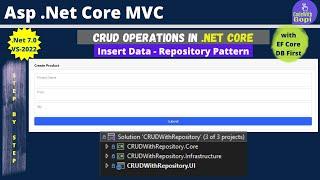 Creating a .NET Core Web Application with Repository Pattern for CRUD Operations | Insert Data