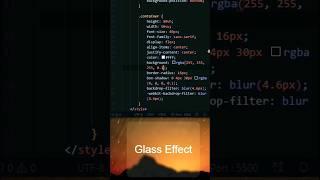 Glass Effect in CSS | CSS tutorial #shorts #youtubeshorts #css