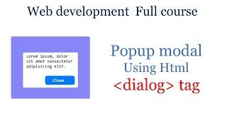 Popup Modal in html | Modal in html| popup  in html | dialog tag in html |  HTML tutorials in Telugu