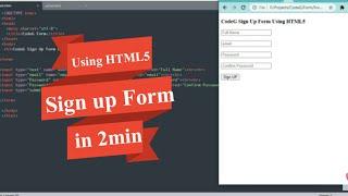 Sign Up Form Using HTML5 |In Just 2 min|