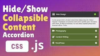 How to Create Hide Show Content Using JavaScript | Accordion/ Collapsible Content