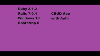 Ruby on Rails, Windows 10, Bootstrap, CRUD App Tutorial Part One