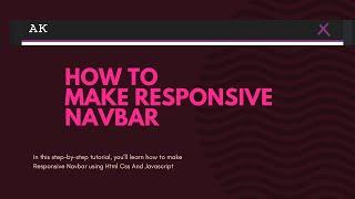 How to Make Responsive Navbar !  Navbar Tutorial part-1 !