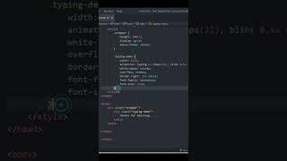 Text Typing Effect using html and css only #html #css #text #typing #effects #shorts