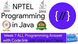 NPTEL Programming in Java week 7 all 5 programming assignment answer with code link