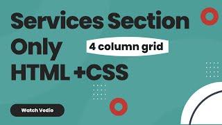 Our Services Page HTML & CSS | How To Create a Four Column Layout