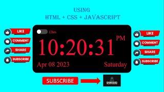 Digital Clock | #projects 2 | Using HTML + CSS + JavaScript |  @embeddedprojectscreator4824 ​