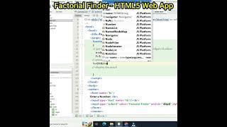 Factorial Program in Java Script | Java Script Tutorial | HTML5 Web App #shorts