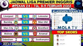 Jadwal Liga Inggris Pekan 24 | Burnley vs Man United | Klasemen Premier League 2022 | Live Mola Tv