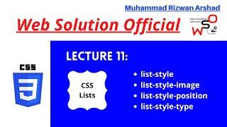 CSS List style tutorial in urdu and hindi - Lecture 11 - Full course - Web Solution Official