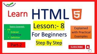 HTML Tutorial for beginners Lesson-8 part-2/ Learn HTML / List in HTML explained with example