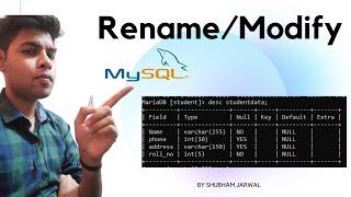 Rename/Modify Table in MySQL in Hindi - 9 | MySQL Tutorial for beginners in hindi